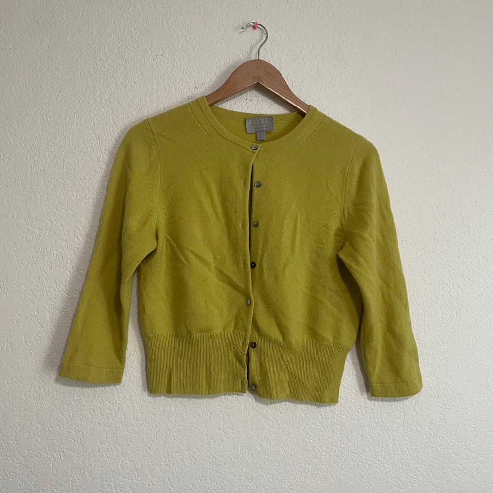 PURE Cashmere Women's Olive/Green Cardigan Sweater